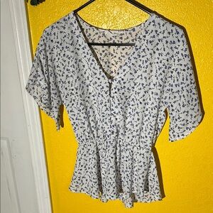 Sienna Sky White and Blue Floral Blouse